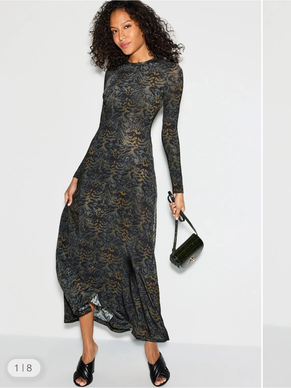 Ulla Johnson Black and Gold Long-Sleeve Patterned Maxi Dress